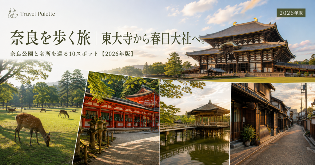 奈良公園を歩く日帰り旅の風景