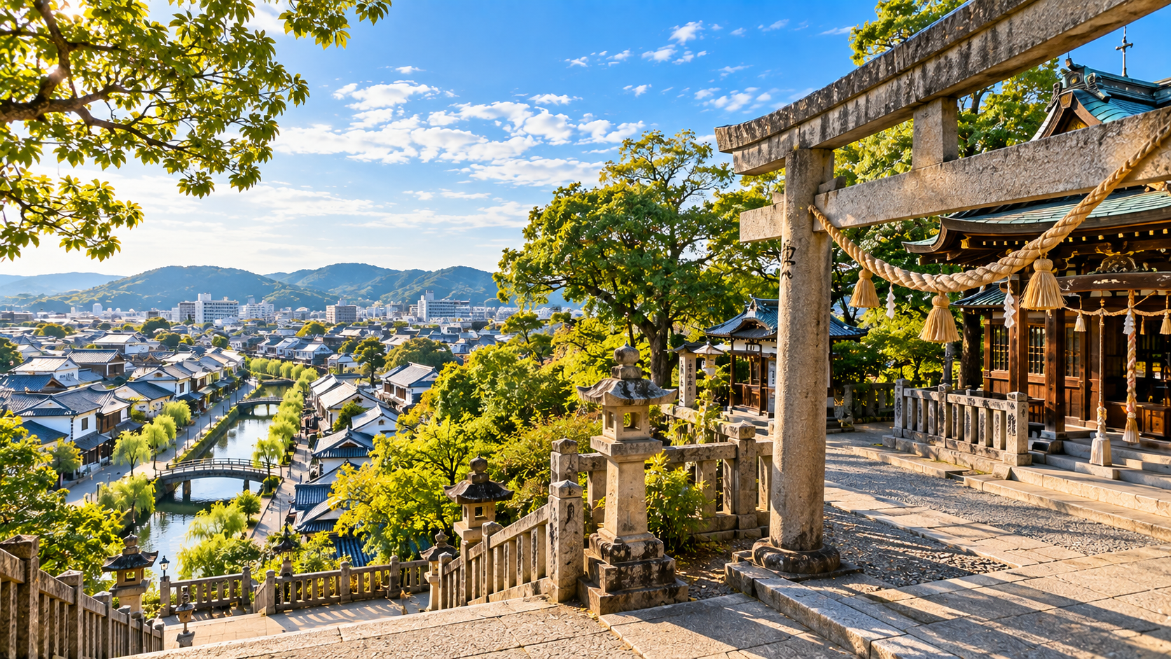 倉敷美観地区を望む阿智神社